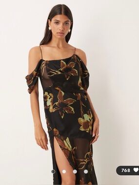 ASOS TOPSHOP Floral Off Shoulder Maxi Dress